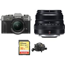 FUJIFILM X-T30 Mirrorless Digital Camera with 18-55mm and 35mm f/2 Lenses and Accessories Kit (Charcoal Silver)