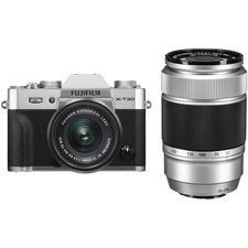 FUJIFILM X-T30 Mirrorless Digital Camera with 15-45mm and 50-230mm Lenses Kit (Silver/Silver)