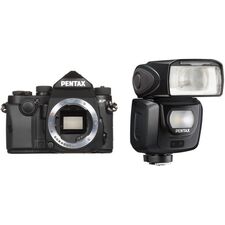 Pentax KP DSLR Camera Body with AF360FGZ II Flash Kit (Black)