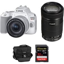 Canon EOS Rebel SL3 DSLR Camera with 18-55mm and 55-250mm Lenses Kit (White)