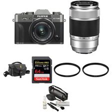 FUJIFILM X-T30 Mirrorless Digital Camera with 15-45mm and 50-230mm Lenses and Accessories Kit (Charcoal Silver/Silver)