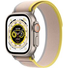 Apple Watch Ultra (GPS + Cellular) 49mm Titanium Case with Yellow/Beige Trail Loop - S/M - Titanium