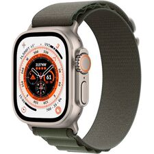 Apple Watch Ultra (GPS + Cellular) 49mm Titanium Case with Green Alpine Loop - Large - Titanium