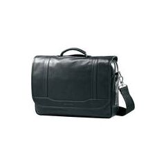 Samsonite Colombian Leather Flapover Briefcase with 15.6" Laptop Pocket (Black)