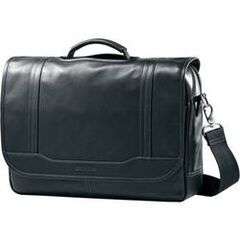 Samsonite Colombian Leather Flapover Briefcase with 15.6" Laptop Pocket (Black)