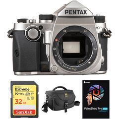 Pentax KP DSLR Camera Body with Accessory Kit (Silver)