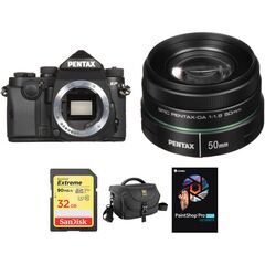 Pentax KP DSLR Camera with 50mm f/1.8 Lens and Accessories Kit (Black)