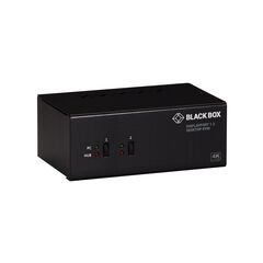 Black Box KVM Switch - 2-Port, Dual-Monitor, DisplayPort 1.2, 4K 60Hz, USB 3.0 Hub, Audio