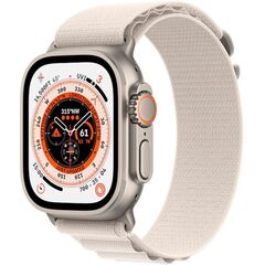 Apple Watch Ultra (GPS + Cellular) 49mm Titanium Case with Starlight Alpine Loop - Medium - Titanium