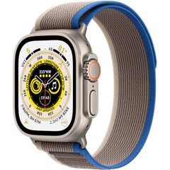 Apple Watch Ultra (GPS + Cellular) 49mm Titanium Case with Blue/Gray Trail Loop - S/M - Titanium