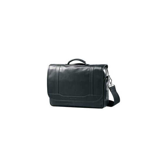 Samsonite Colombian Leather Flapover Briefcase with 15.6" Laptop Pocket (Black)