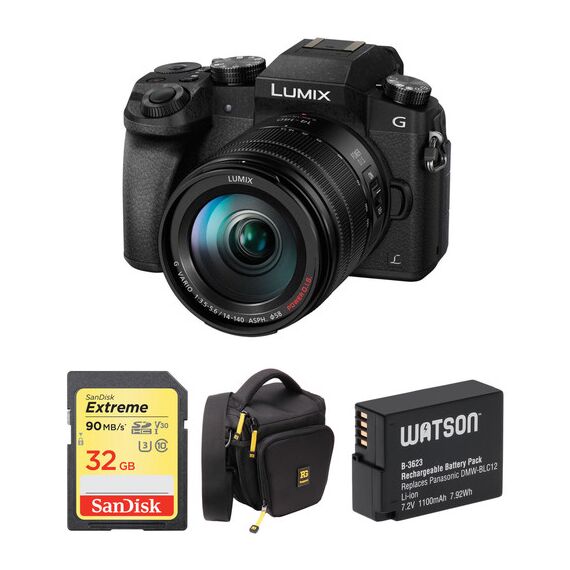 Panasonic Lumix DMC-G7 Mirrorless Micro Four Thirds Digital Camera with 14-140mm Lens and Accessory Kit (Black)