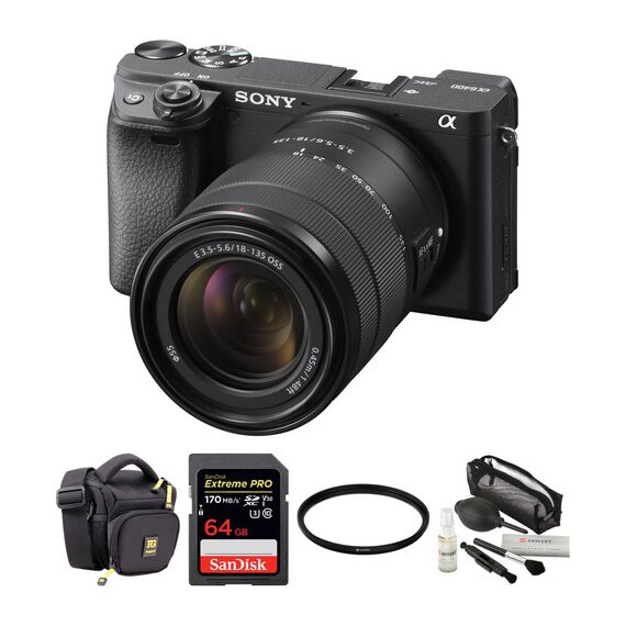 Sony Alpha a6400 Mirrorless Digital Camera with 18-135mm Lens and Accessories Kit