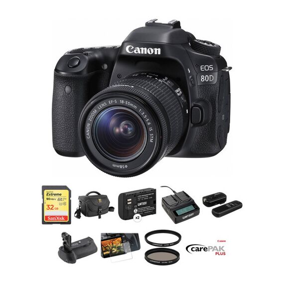 Canon EOS 80D DSLR Camera with 18-55mm Lens Deluxe Kit