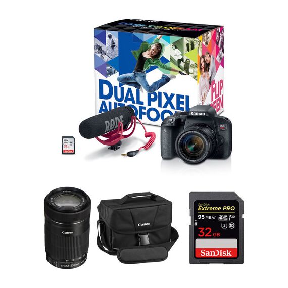 Canon EOS Rebel T7i DSLR Camera with 18-55mm and 55-250mm Lenses Video Creator Kit