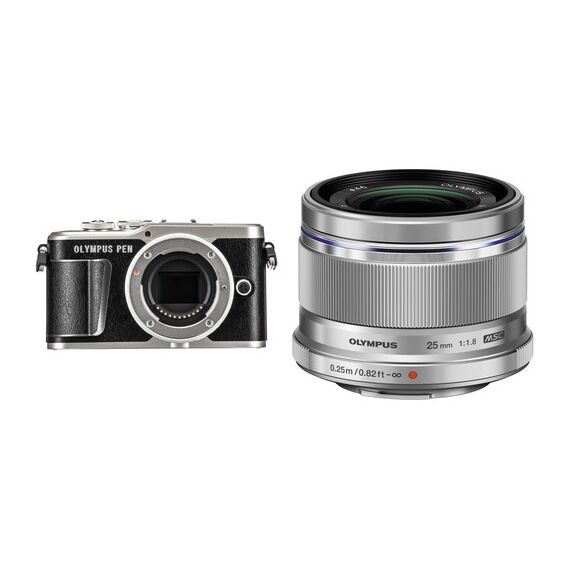 Olympus PEN E-PL9 Mirrorless Digital Camera with 25mm f/1.8 Lens Kit (Black Camera/Silver Lens)