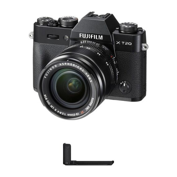 FUJIFILM X-T20 Mirrorless Camera with XF 18-55mm f/2.8-4 R LM OIS Lens and Grip Kit (Black)