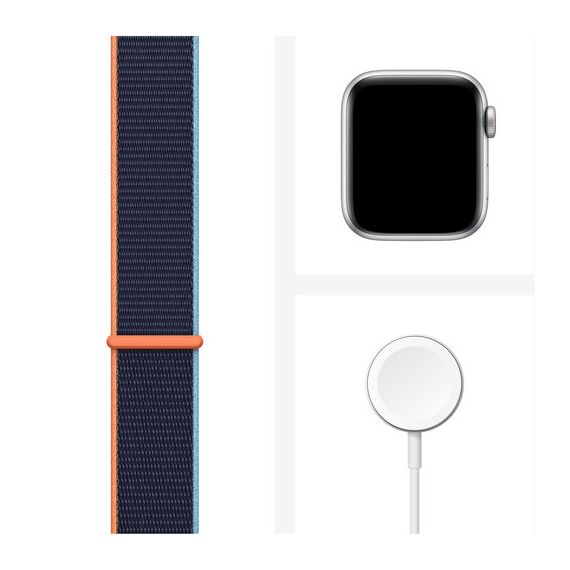 Apple Watch SE (GPS + Cellular, 40mm, Silver Aluminum, Deep Navy Sport Loop Band), 2 image