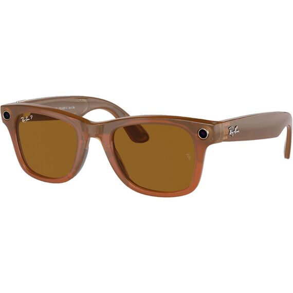 Ray-Ban Meta - Wayfarer (Standard) Smart Bluetooth Audio Glasses - Shiny Caramel Transparent, Polarized Brown