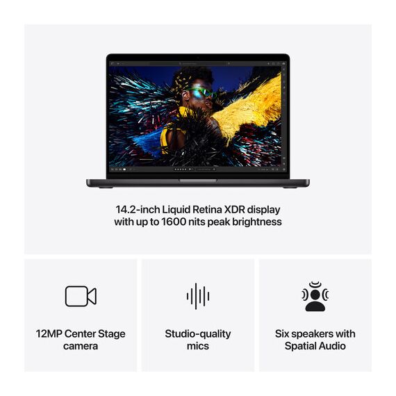 Apple 14" MacBook Pro (M4 10-Core, Space Black) 24GB RAM | 2TB SSD, Ram: 24Gb, Velicina hard diska: 2TB, Color: Space Black, 6 image