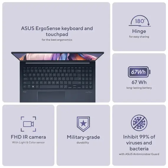 ASUS - Zenbook 15.6" Laptop FHD - AMD Ryzen 5 with 16GB - 512GB SSD - Ponder Blue, 2 image